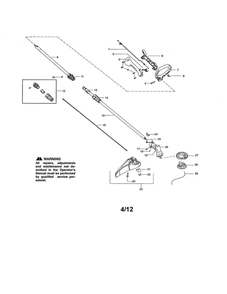 Drive Shaft/Handle/Shield Diagram and Parts List for SST25CE Type 1 Weed Eater Trimmer